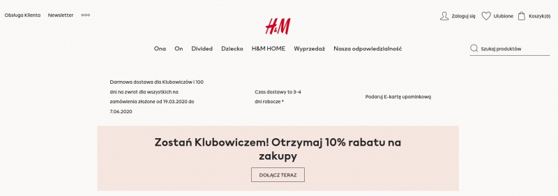 Sklep internetowy H&M - Zwroty